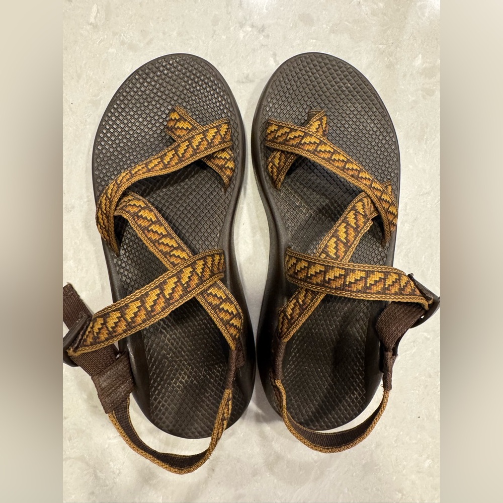 Chaco Men’s Classic Brown and Yellow Patterned Sandals